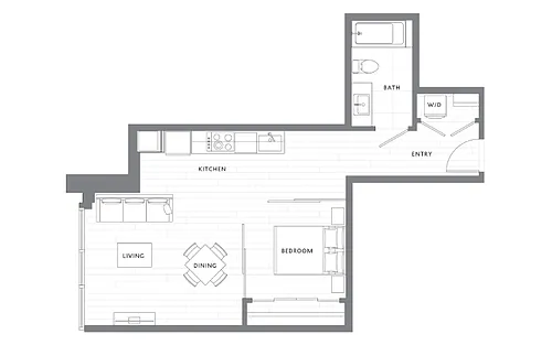 Floor plan 1 Bedroom 1 Bath A18