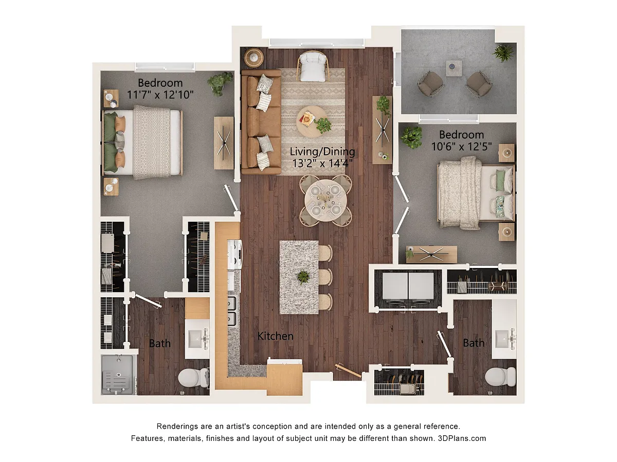 Floor plan 2AA (Wheelchair Accessible)