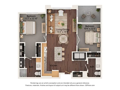 Floor plan 2AA (Wheelchair Accessible)