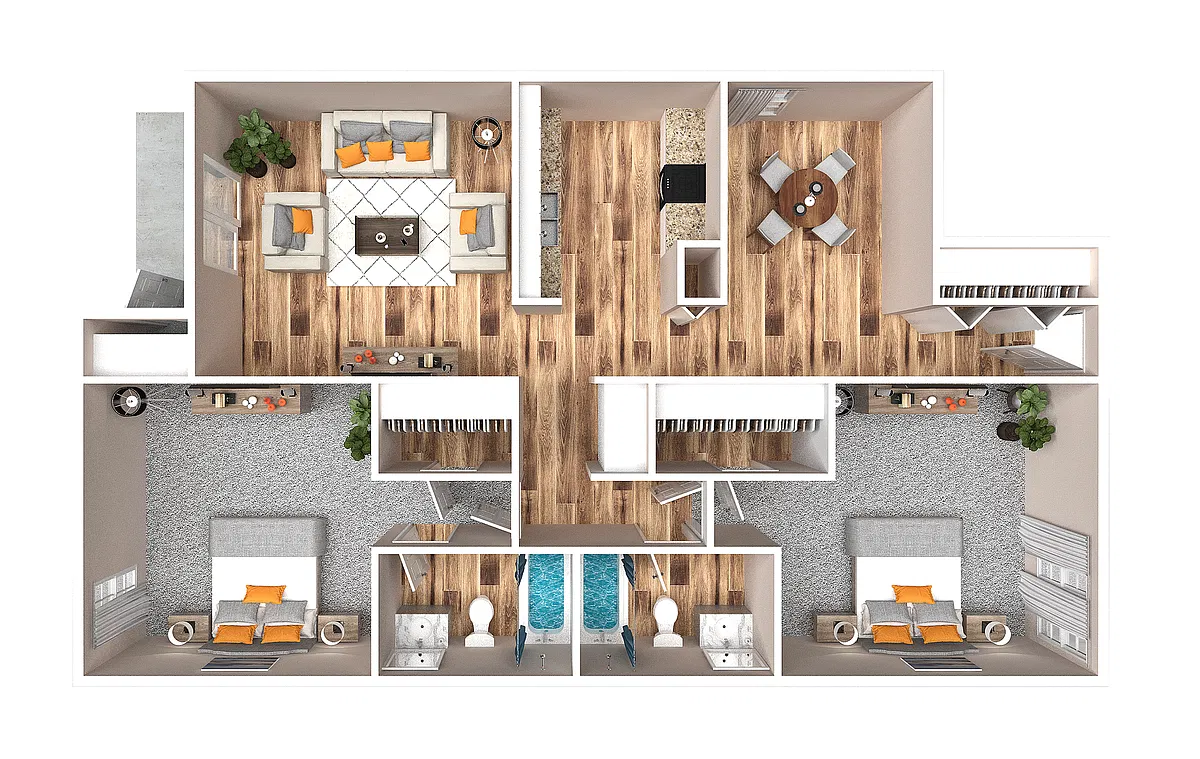 Floor plan Two Bedroom Two Bathroom