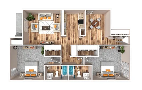 Floor plan Two Bedroom Two Bathroom