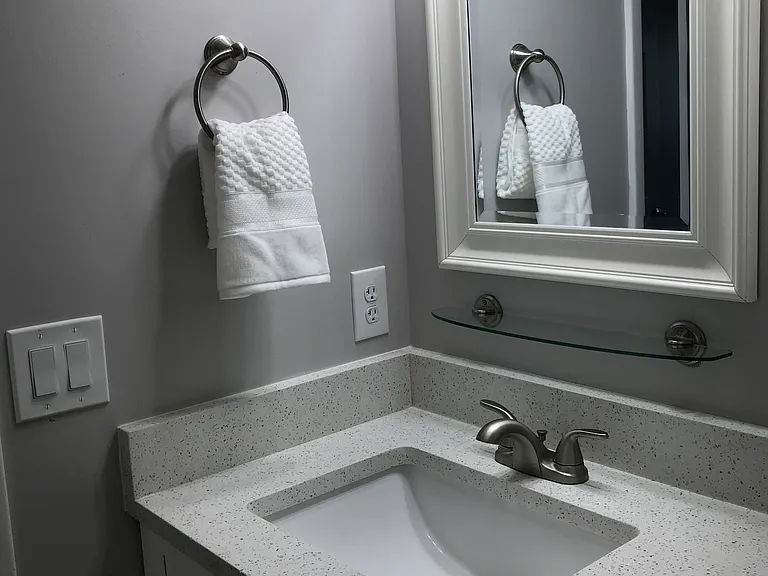 Guest Bath, Shaker Cabinets with Quartz Countertops