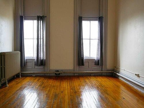 Living room with hard wood floors