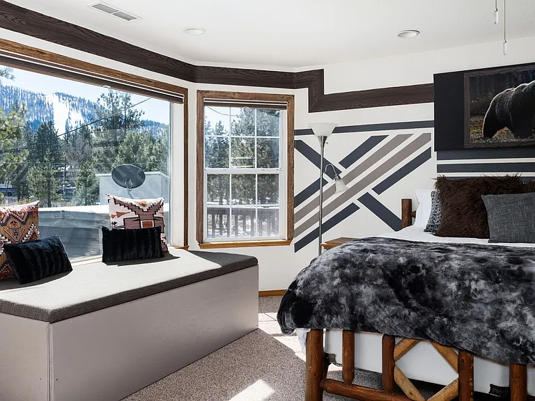 Master Bedroom BEAR theme w/views of the Mountain and Heavenly ski Resort Gondola