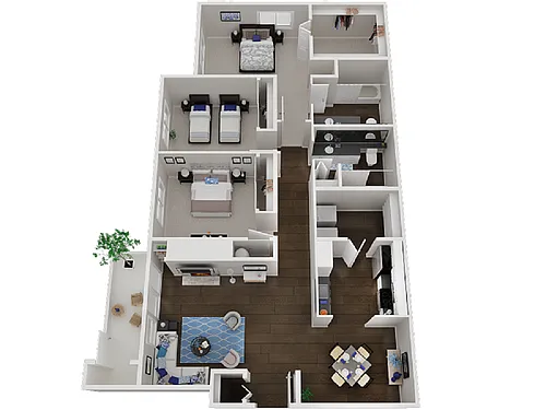 Floor plan Three Bedroom, Two Bath