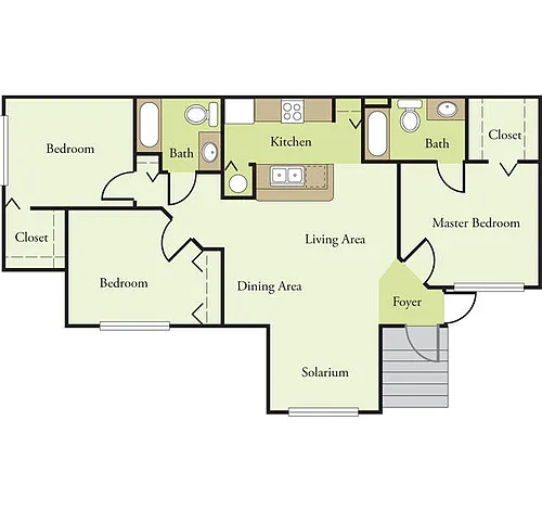 Floor plan Three Bedroom Two Bath 60%