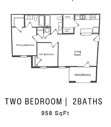 Floor plan 2 bed 2 bath