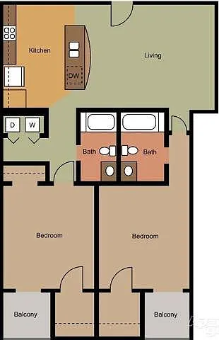 Floor plan 2 Bed / 2 Bath Suite
