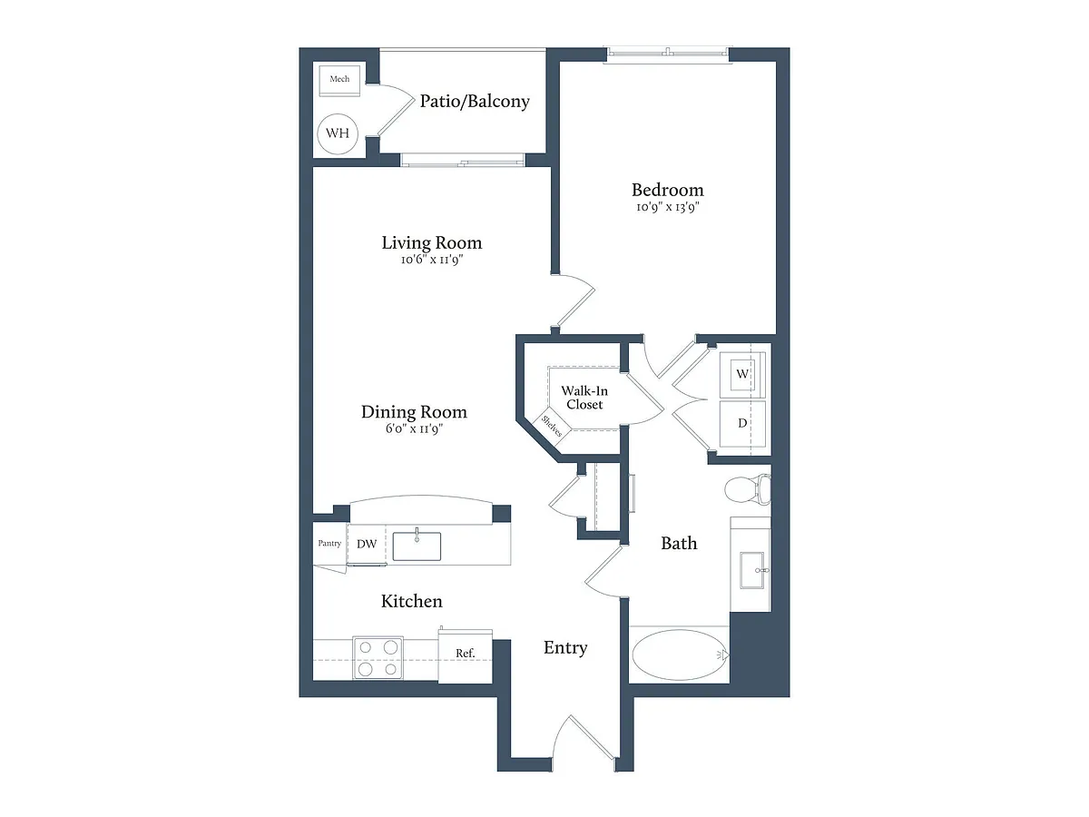 Floor plan 1x1B
