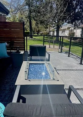 Outdoor back patio and fire table