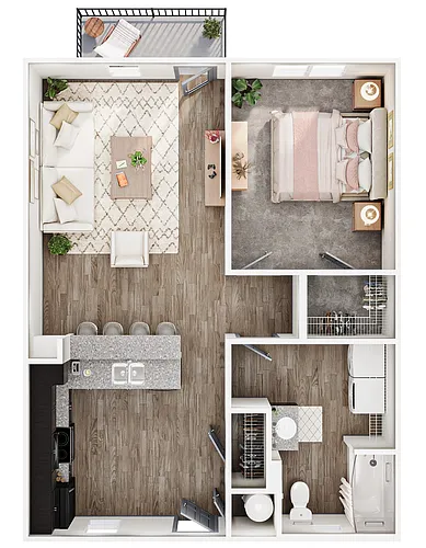 Floor plan A1 - One Bedroom One Bath