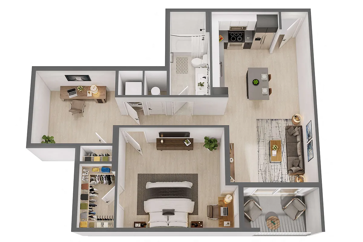 Floor plan 1 Bed/ 1 Bath Den-A7