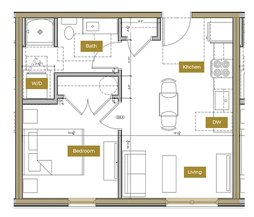 Floor plan 1 Bedroom Floor Plan A | Lofts North