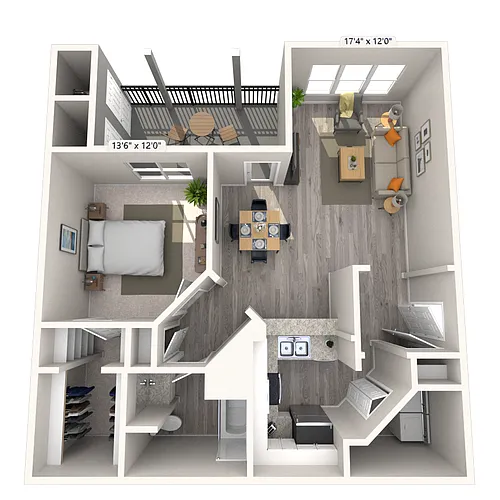Floor plan Traditional 1x1 758-1109 SF