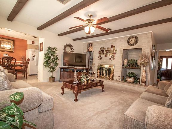 overall view of living room and fireplace