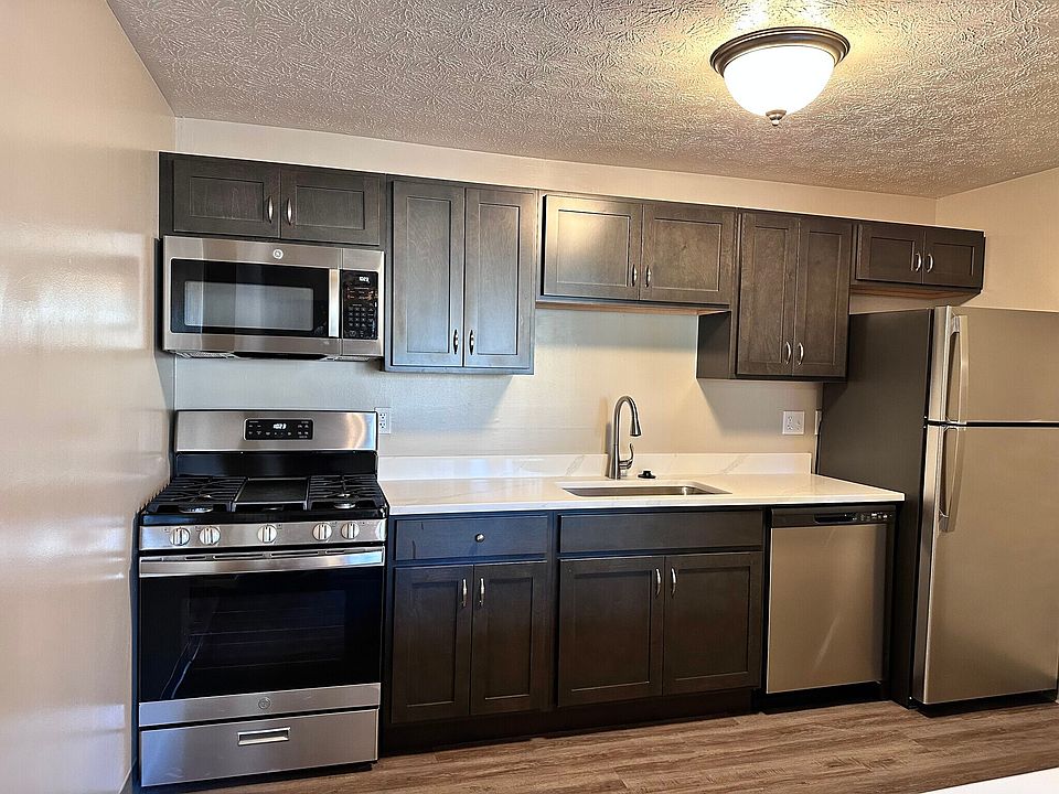 Upgraded Kitchen - Quartz counter tops, Grey cabinets, Stainless steel appliances
