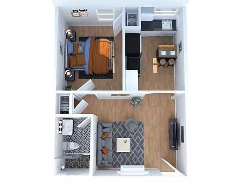 Floor plan Unfurnished 1 Bed 1 Bath - v1