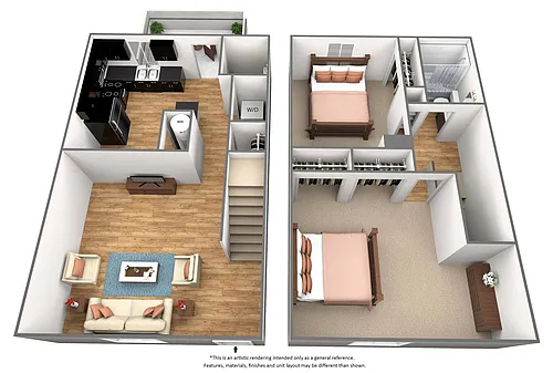 Floor plan 2 Bed 1.5 Bath Classic - TH2