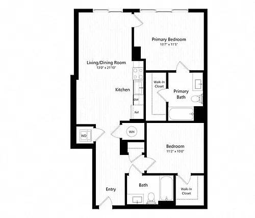 Floor plan 2 Bed - 2 Bath | b16 - Weiler