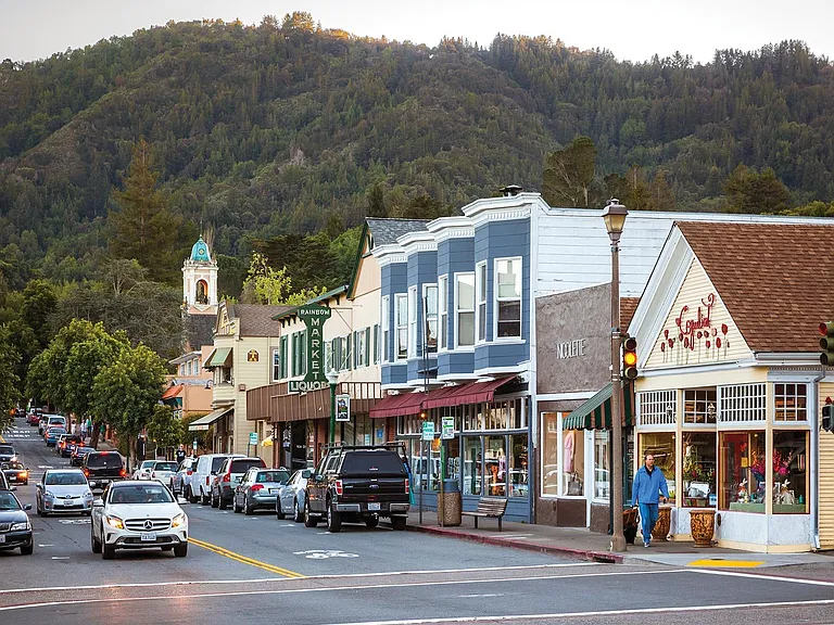 Old Town Larkspur is a quaint area that is perfect for taking a walk and enjoying the outdoors.