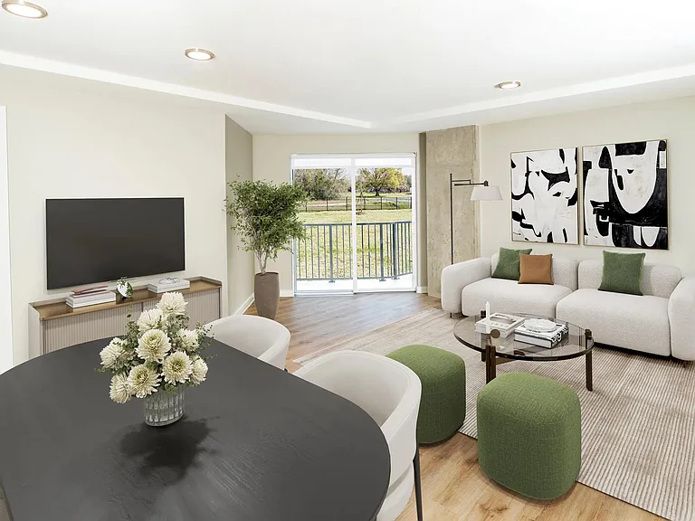 Spacious layouts: studio, 1-, 2-, 3-bedroom apartments with dens and separate dining areas.