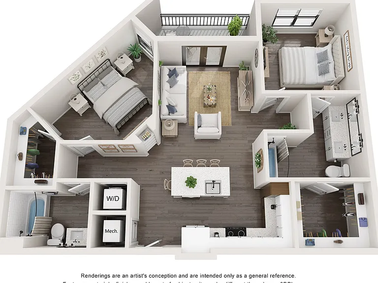 1,038 SF 2-Bed / 2-Bath apartment. 1,038 SF 2-Bed / 2-Bath apartment.