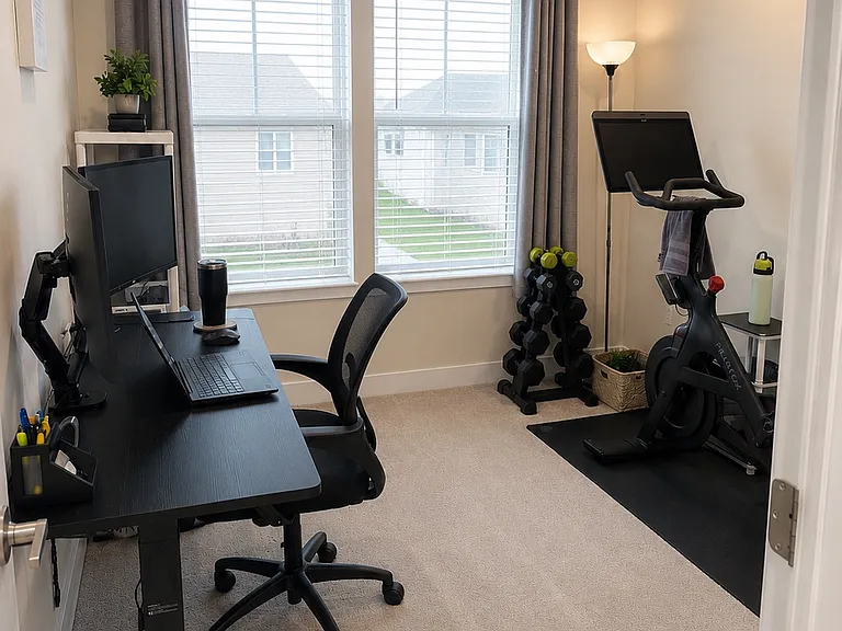 1 bedroom (currently used as office and workout space)