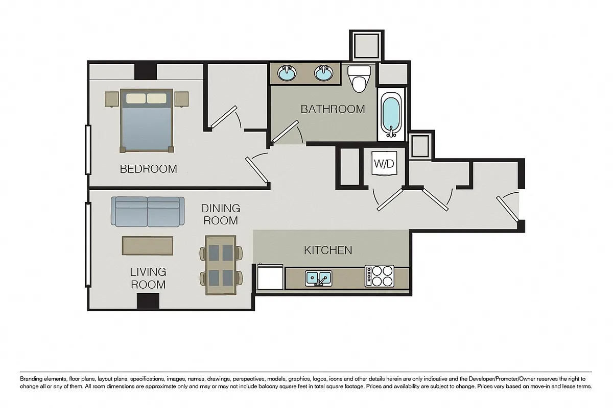 Floor plan One Bed One Bath B1