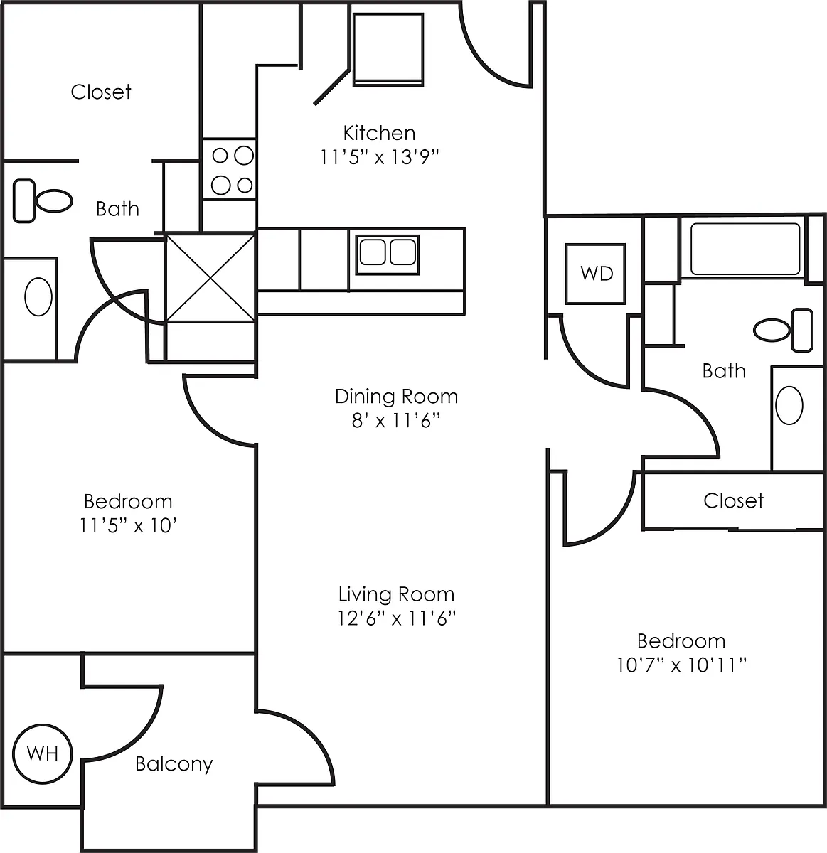 Floor plan 2x2 - 953 sqft - B2