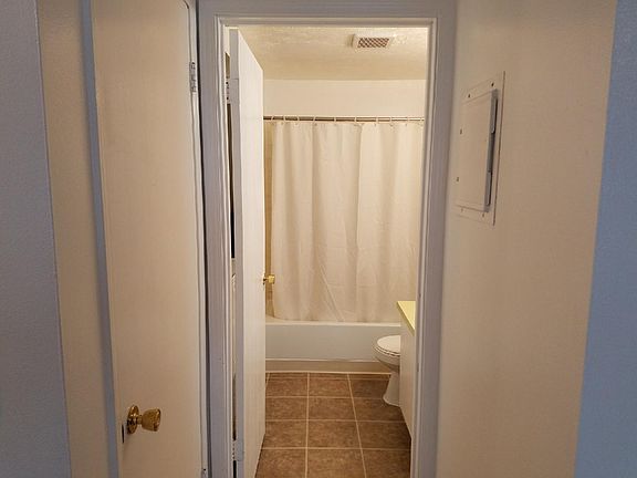View from hallway into bathroom