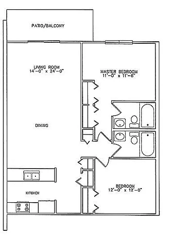 Floor plan 2 Bed 2 Bath