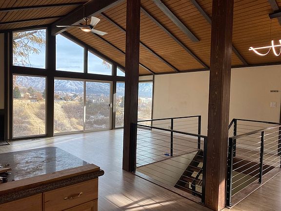 View from kitchen into great room