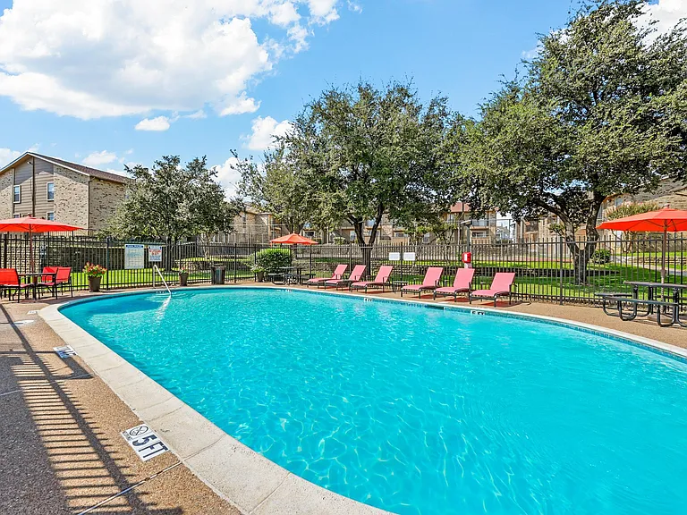 Our sparkling pool and deck area