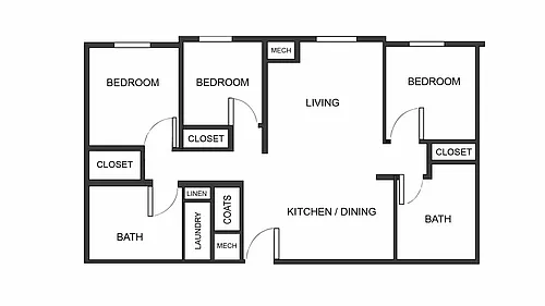Floor plan 3- Bedroom Flat