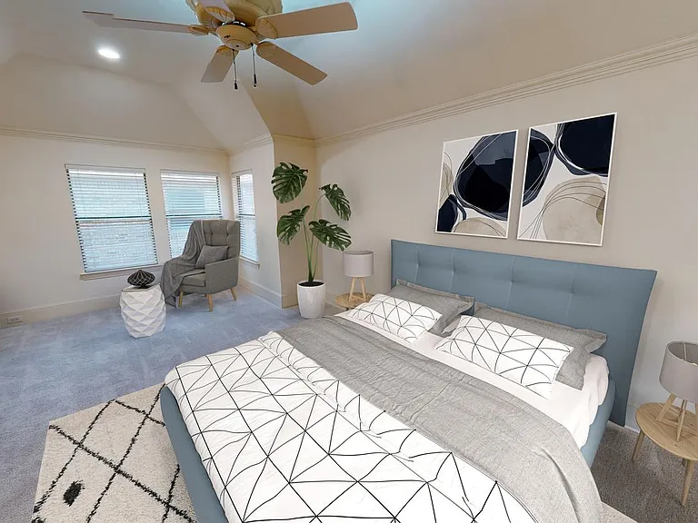Bedroom 1. This image shows a virtually furnished space. Bedrooms come unfurnished.