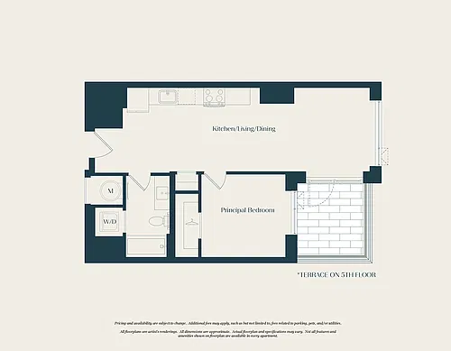 Floor plan 1 Bed - 1 Bath | AJ3