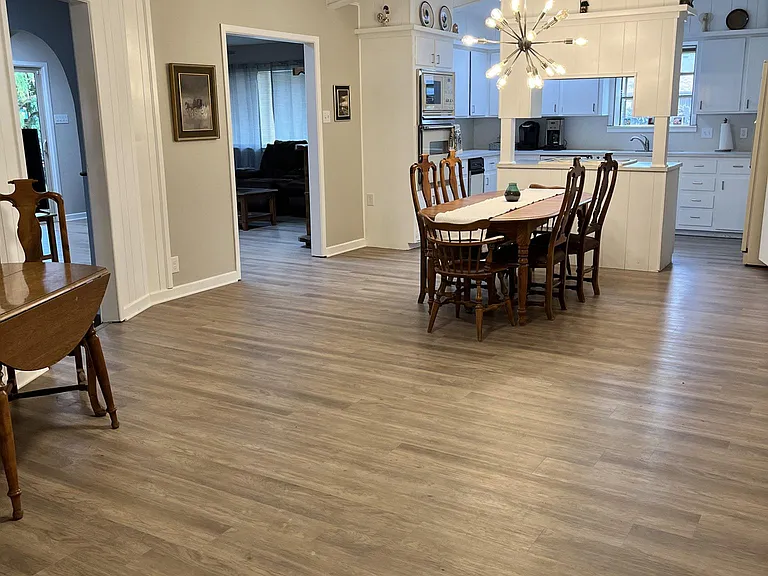 Kitchen and Dining Area. Attached to both living areas.