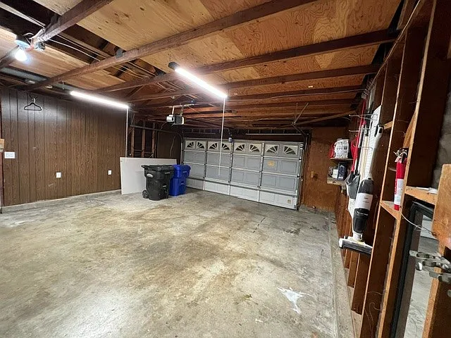 Garage with new door and garage door opener