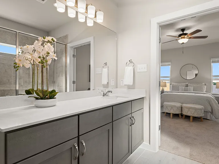 Master bedroom has an adjoining master bathroom.