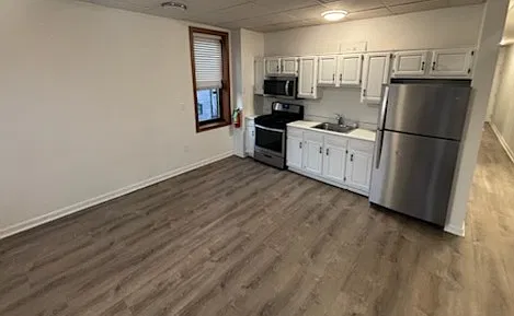 Combined kitchen and living area