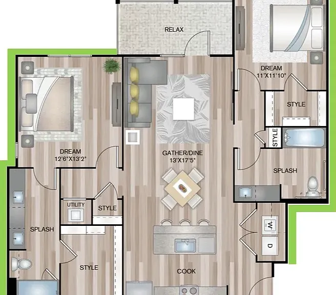 B5P8 floor plan Granary Flats