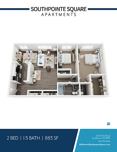 Floor plan 2 Bed 1.5 Bath