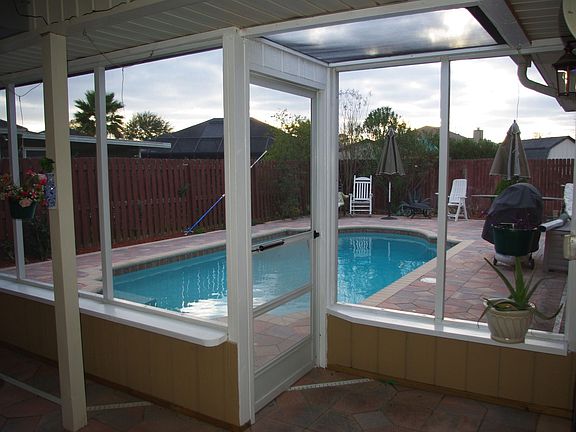 Pool has a secondary fence that can be installed around the deck.