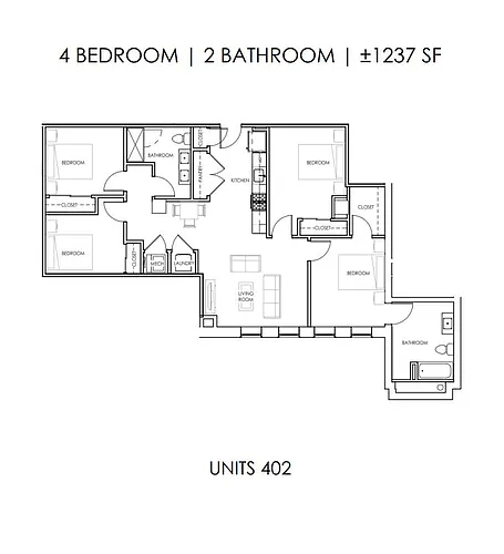 Floor plan Four Bedroom Two Bath