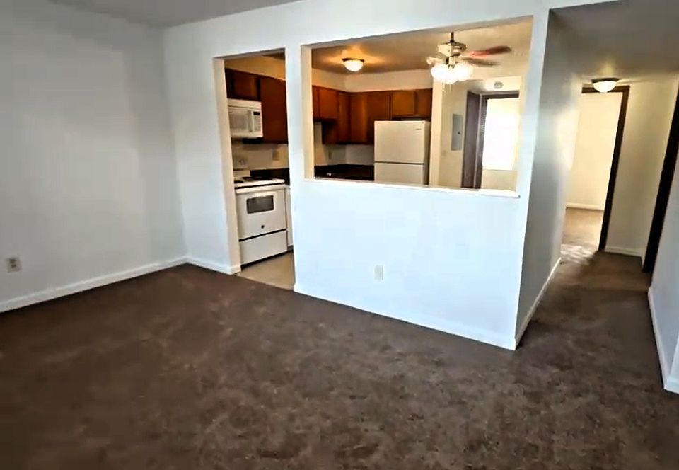 Living room, kitchen, hallway to bedrooms