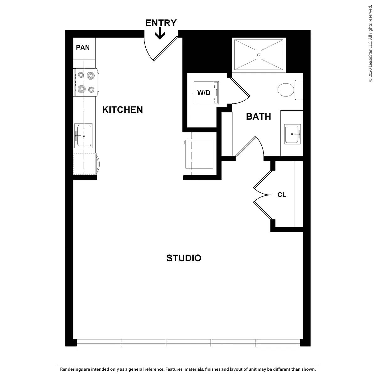 Floor plan Studio-The Wedgewood