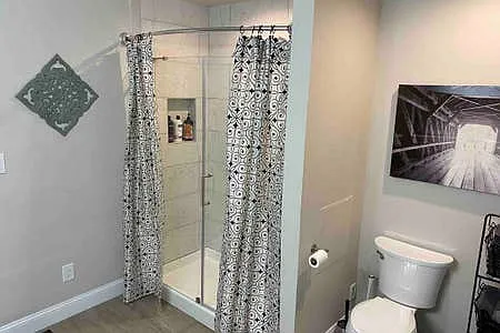 Spacious Bathroom with walk-in shower & double sinks