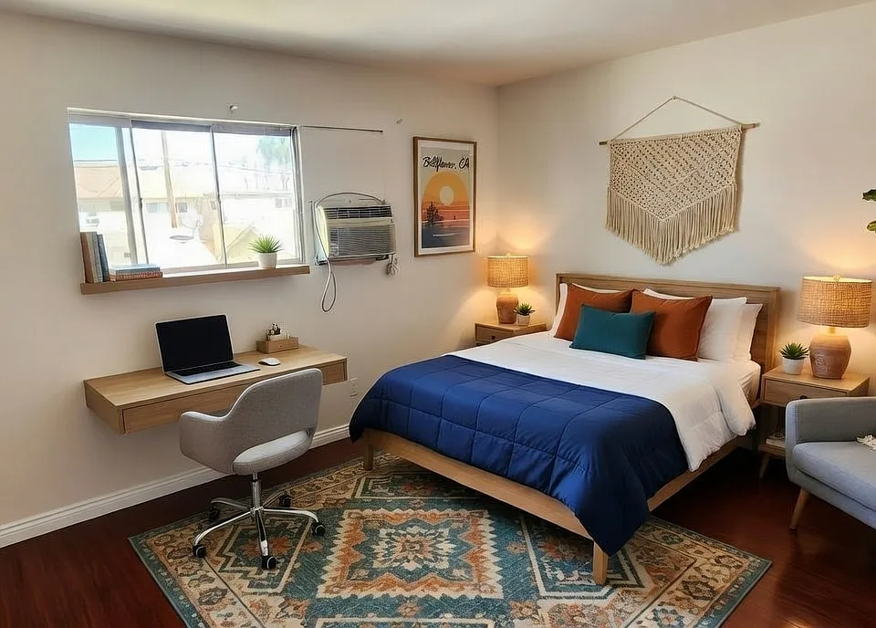 Staged via AI. Confirm measurements for your sized furniture.
