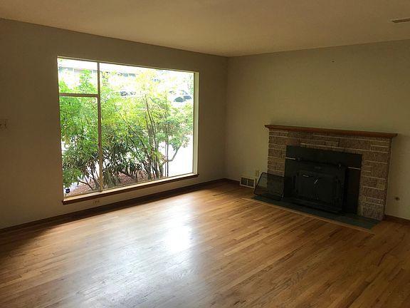Lots of filtered light. Fireplace insert is wood burning.