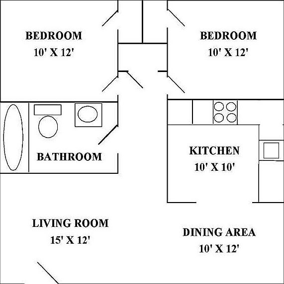830 Greenbrier 2 Bedroom Apartment Layout